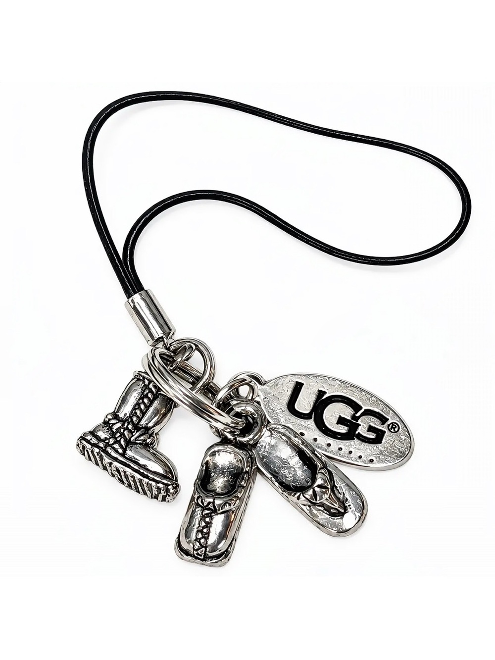 Rare Vintage UGG Australia Silver Shoe Charm Cell Phone Strap Y2K
